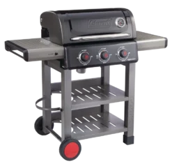 Coleman Cookout 3-Burner Propane Gas BBQ Grill With Side & Storage Shelves