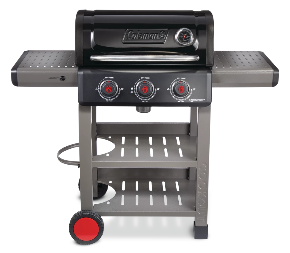 Coleman Cookout 3-Burner Propane Gas BBQ Grill With Side & Storage Shelves 4 Coleman Cookout 3-Burner Propane Gas BBQ Grill With Side & Storage Shelves - Image 4