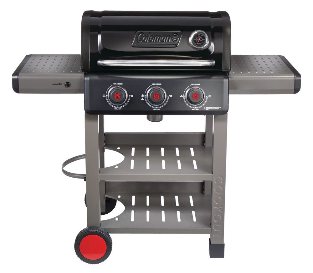 Coleman Cookout 3-Burner Propane Gas BBQ Grill With Side & Storage Shelves 3 Coleman Cookout 3-Burner Propane Gas BBQ Grill With Side & Storage Shelves - Image 3