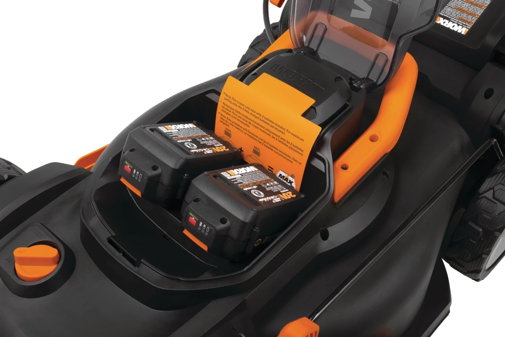 WORX 2-in-1 2x20V 4Ah Battery Cordless Brushed Walk Behind Push Lawn Mower, 17-in 5 WORX 2-in-1 2x20V 4Ah Battery Cordless Brushed Walk Behind Push Lawn Mower, 17-in - Image 5