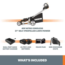 WORX 3-in-1 Variable Speed 40V 5Ah Battery, Cordless, Self-Propelled Lawn Mower, 21-in 20 WORX 3-in-1 Variable Speed 40V 5Ah Battery, Cordless, Self-Propelled Lawn Mower, 21-in -Coleman Sales Store worx 40v 21 self propelled mower 86eefebb 1ebf 45a0 8664 80354c01ec50