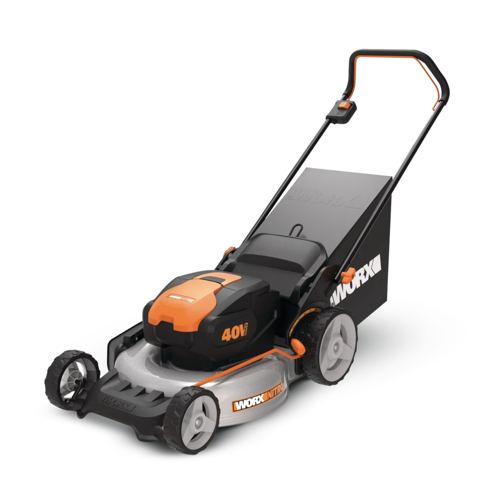WORX Nitro 3-in-1 2x20V 5Ah Battery Cordless Brushed Walk Behind Push Lawn Mower, 20-in 1 WORX Nitro 3-in-1 2x20V 5Ah Battery Cordless Brushed Walk Behind Push Lawn Mower, 20-in